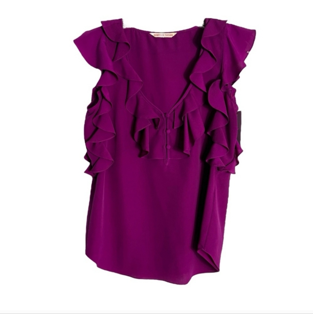 Rebecca Taylor Fuchsia Ruffle Blouse Size 6